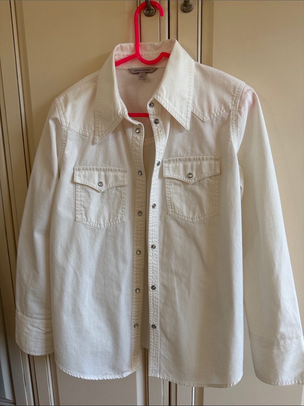 Banana Republic White Snap-Front Shirt Jacket